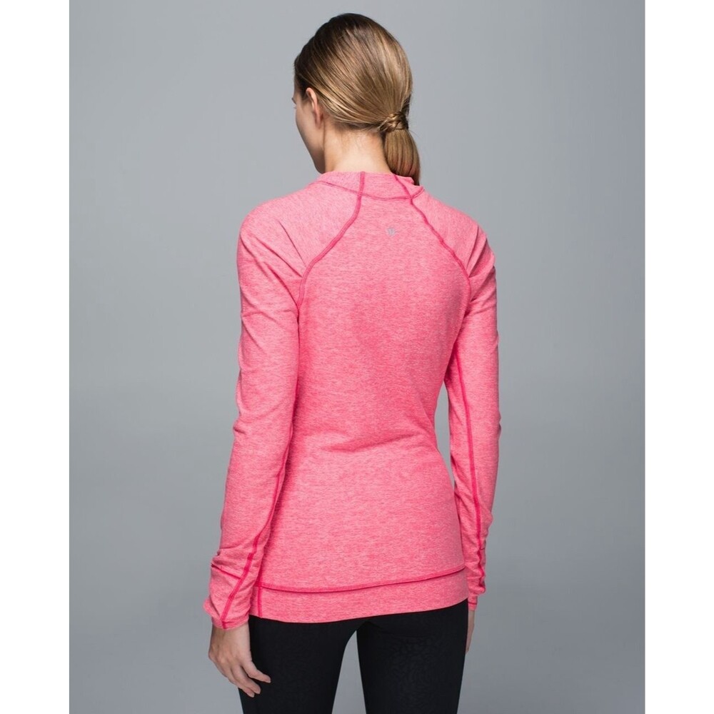 LULULEMON Think Fast Long Sleeve Pullover Shirt Pink Heathered Boom Juice Sz 12 - Picture 7 of 8